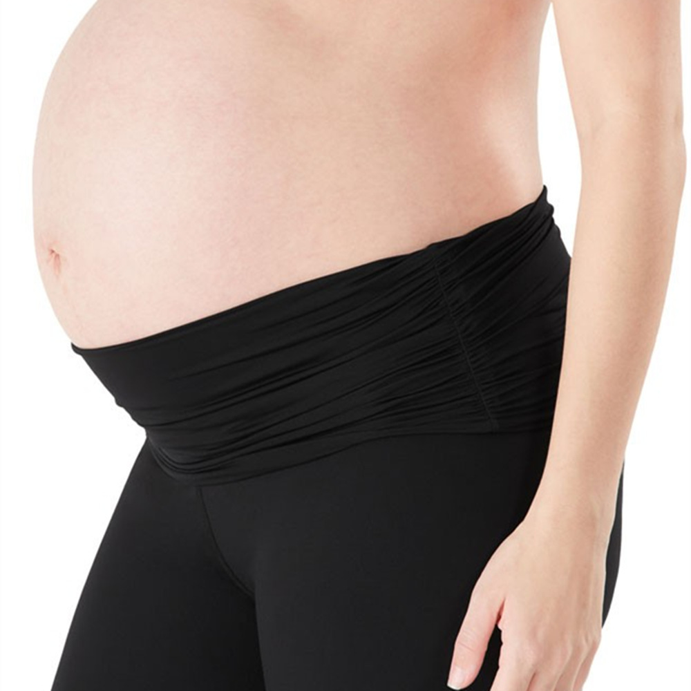 Bump'n Solid Knit Power Mama Maternity and Postpartum Pregnancy Leggings  for Women (Medium, Black)